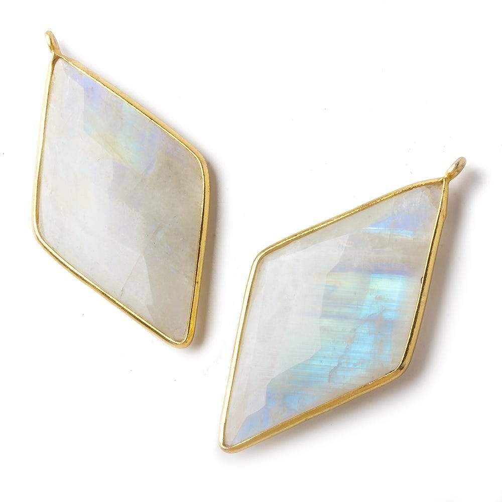 44x25mm Vermeil Bezel Rainbow Moonstone faceted kite Pendant 1 piece - Beadsofcambay.com