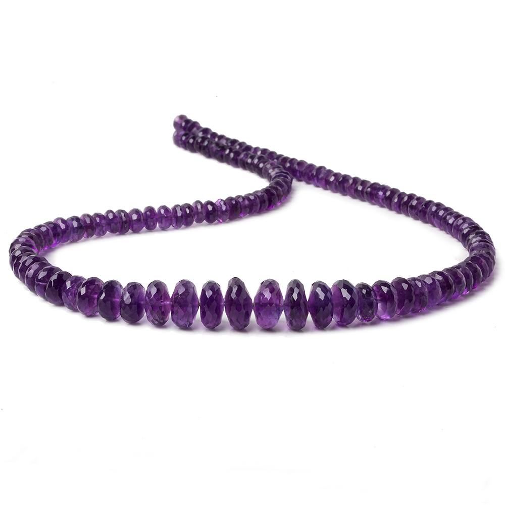 4.5-10.5mm African Amethyst faceted rondelle beads 16 inch 119 pieces AA - Beadsofcambay.com