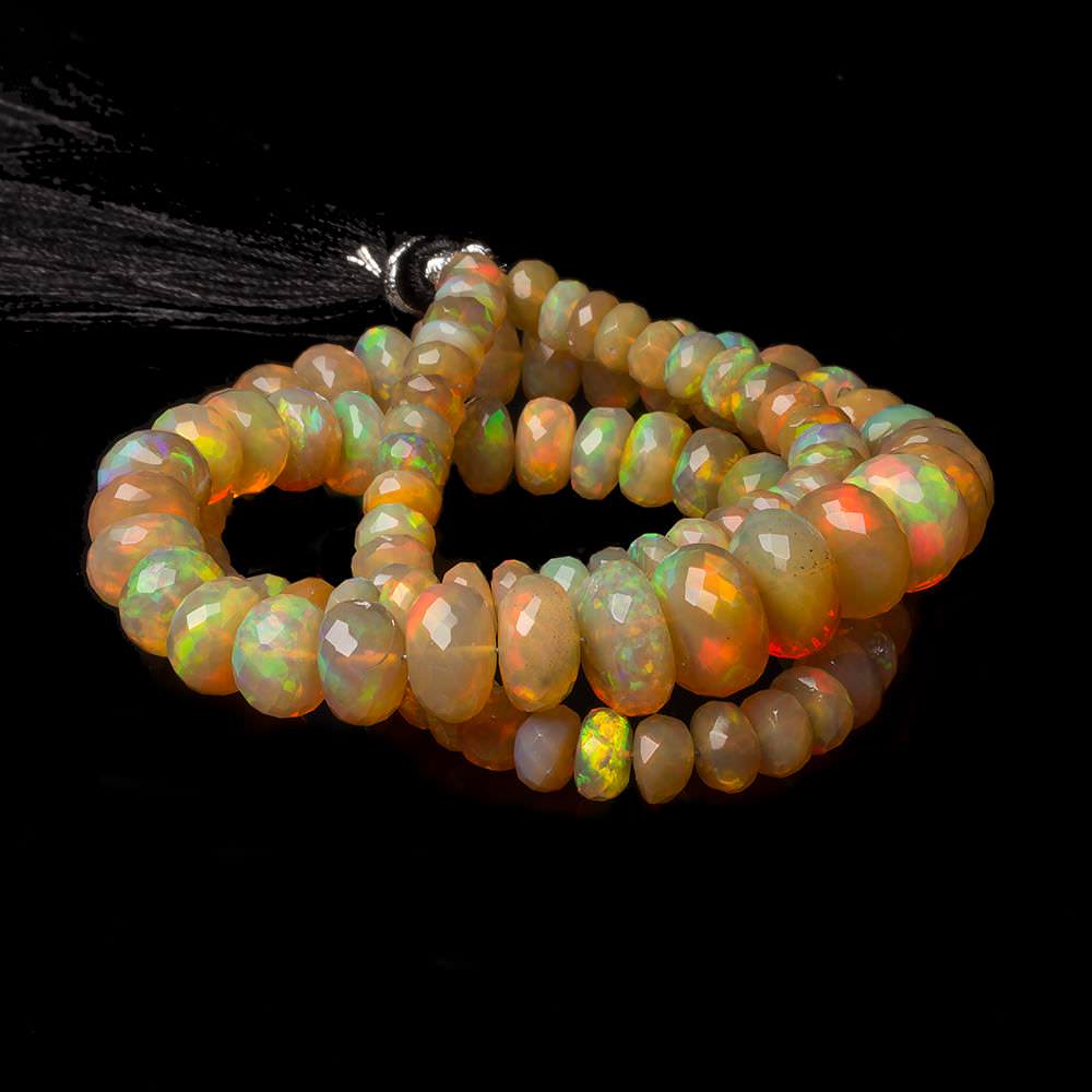 4.5-10.5mm Golden Ethiopian Opal faceted rondelle beads 16 inch 105 pieces - Beadsofcambay.com