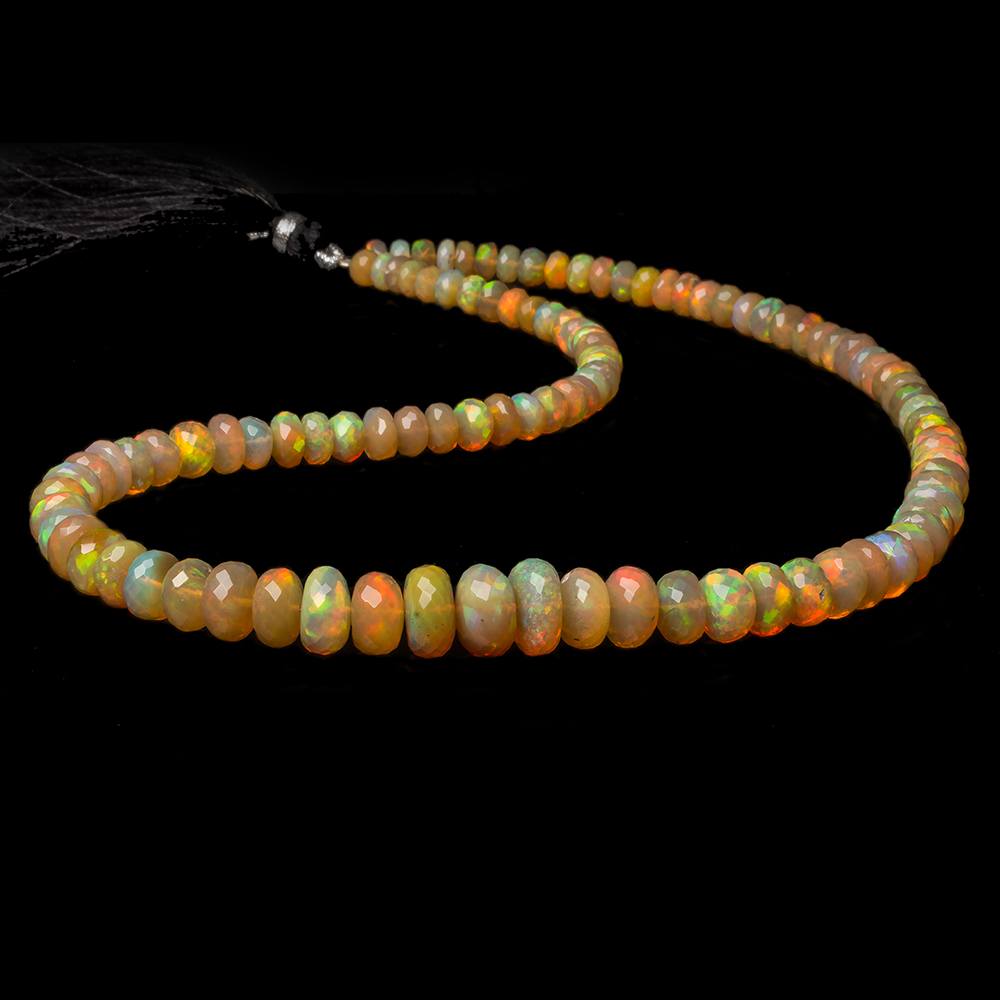 4.5-10.5mm Golden Ethiopian Opal faceted rondelle beads 16 inch 105 pieces - Beadsofcambay.com
