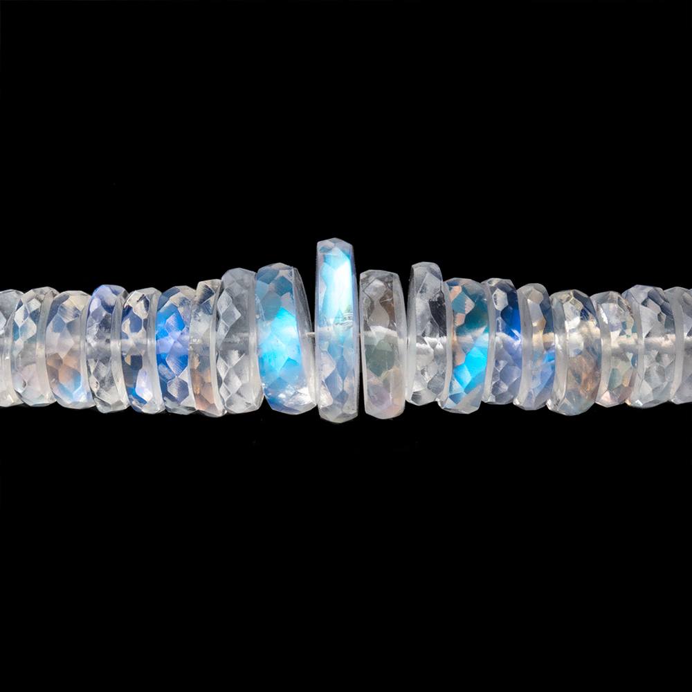 4.5-10.5mm Rainbow Moonstone Faceted Heshi Beads 12 inch 147 pieces AAA - Beadsofcambay.com