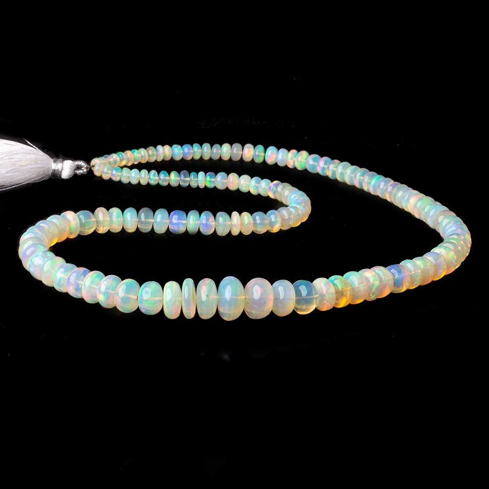 4.5-11.5mm Ethiopian Opal plain rondelle beads 19 inch 122 pieces AAA Grade - Beadsofcambay.com