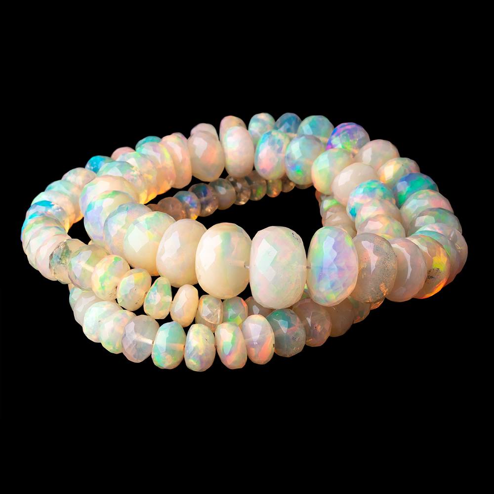 4.5-11mm Ethiopian Opal Faceted Rondelle Beads 16 inch 108 pieces AAA - Beadsofcambay.com