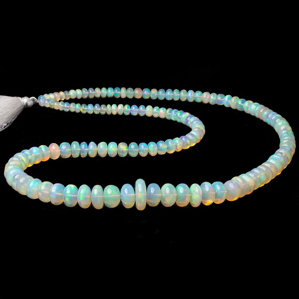 4.5-14mm Cream Ethiopian Opal Plain Rondelle beads 24 inch 131 pieces - Beadsofcambay.com