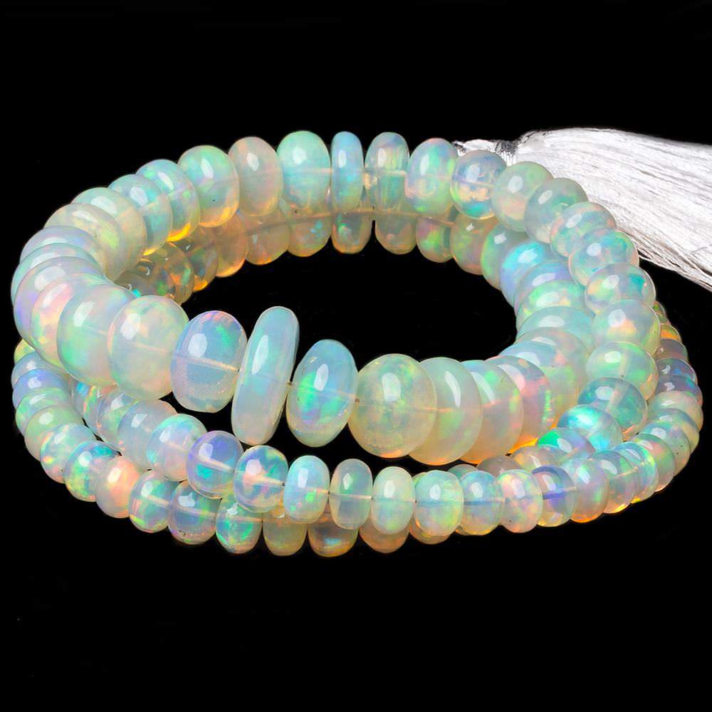 4.5-14mm Cream Ethiopian Opal Plain Rondelle beads 24 inch 131 pieces - Beadsofcambay.com