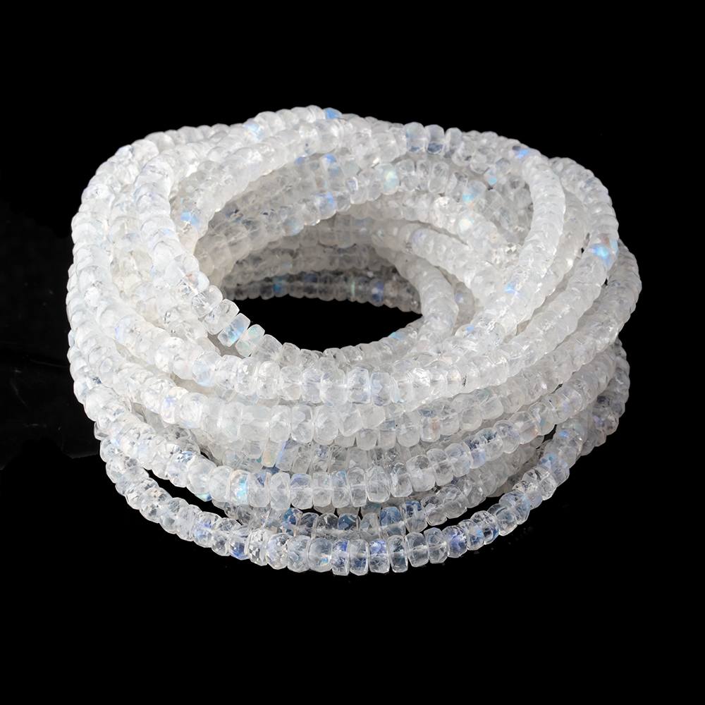 4.5-5.5mm Rainbow Moonstone Faceted Rondelle Beads 16 inch 142 pieces - Beadsofcambay.com