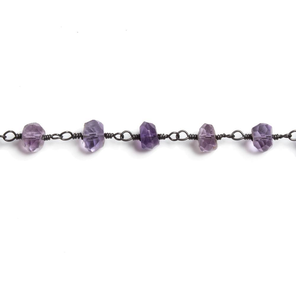 4.5-5mm Amethsyt faceted rondelle Black Gold plated Chain by the foot 32 pcs - Beadsofcambay.com