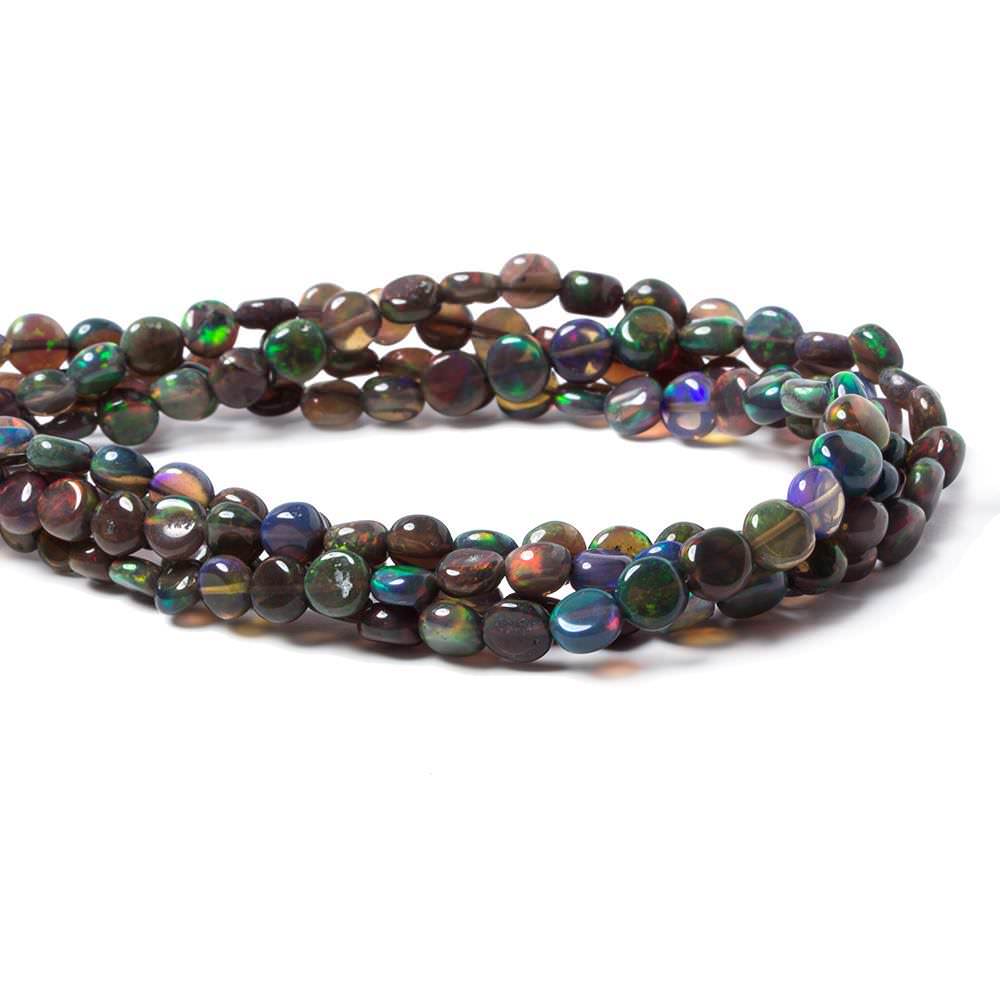 4.5-5mm Blue Ethiopian Opal Plain Coin Beads 18 inch 90 pieces AA - Beadsofcambay.com