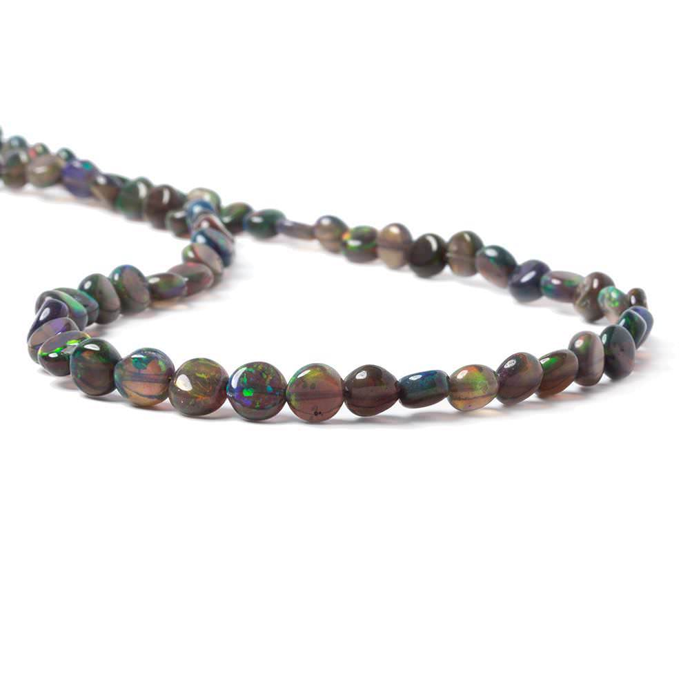 4.5-5mm Blue Ethiopian Opal Plain Coin Beads 18 inch 90 pieces AA - Beadsofcambay.com
