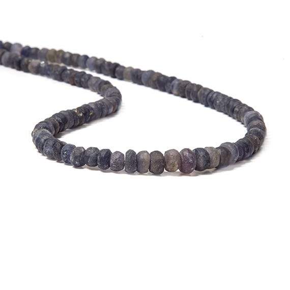 4.5-5mm Frosted Iolite faceted rondelle Beads 13 inch 113 pieces - Beadsofcambay.com