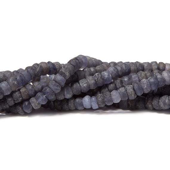 4.5-5mm Frosted Iolite faceted rondelle Beads 13 inch 113 pieces - Beadsofcambay.com