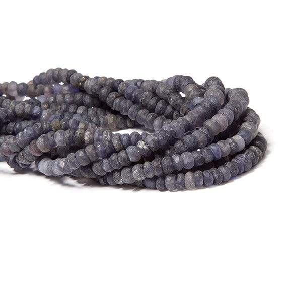 4.5-5mm Frosted Iolite faceted rondelle Beads 13 inch 113 pieces - Beadsofcambay.com