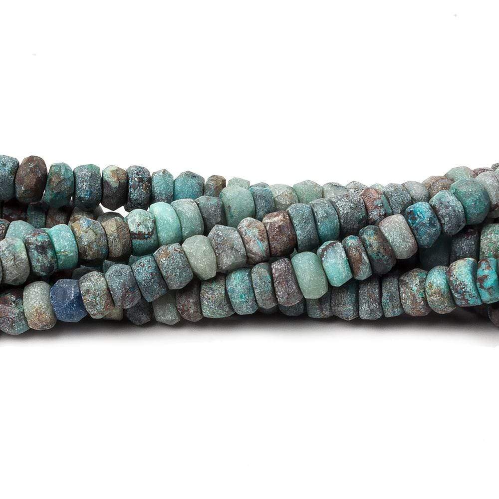 4.5-5mm Matte Chrysocolla plain rondelle beads 12.5 inch 117 pieces - Beadsofcambay.com