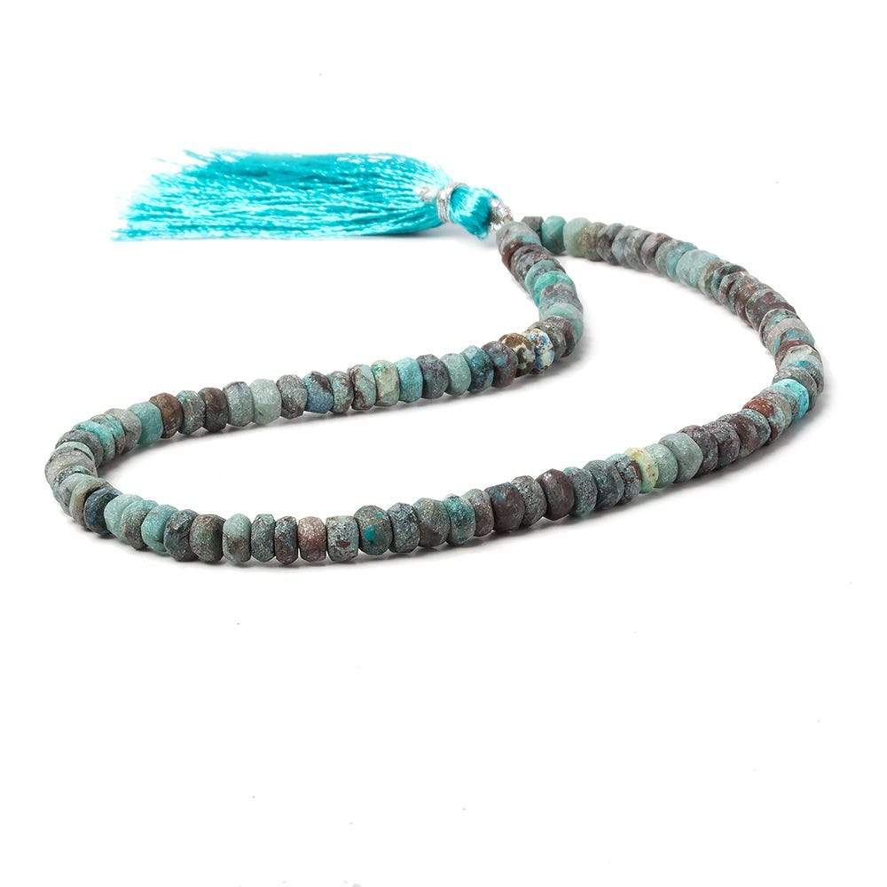 4.5-5mm Matte Chrysocolla plain rondelle beads 12.5 inch 117 pieces - Beadsofcambay.com