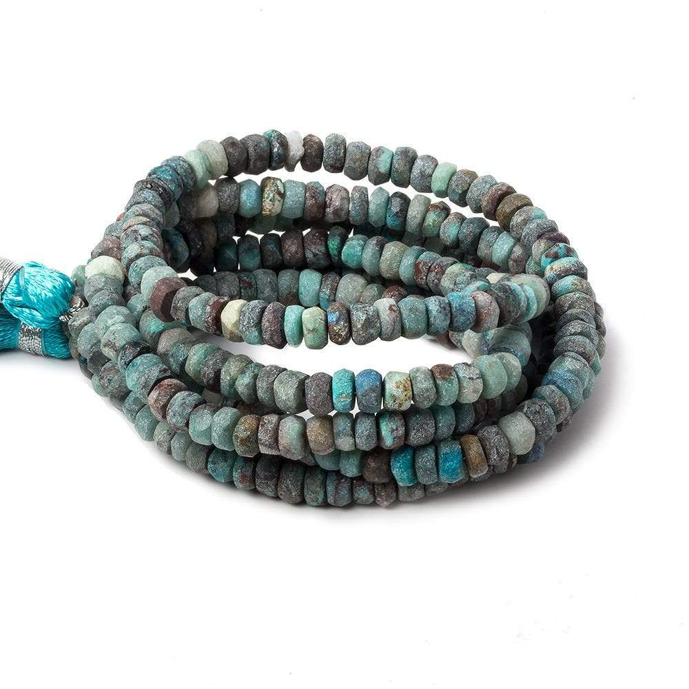 4.5-5mm Matte Chrysocolla plain rondelle beads 12.5 inch 117 pieces - Beadsofcambay.com