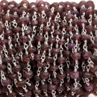 4.5-5mm Matte Garnet rondelle Silver plated Chain by the foot 32 pieces - Beadsofcambay.com