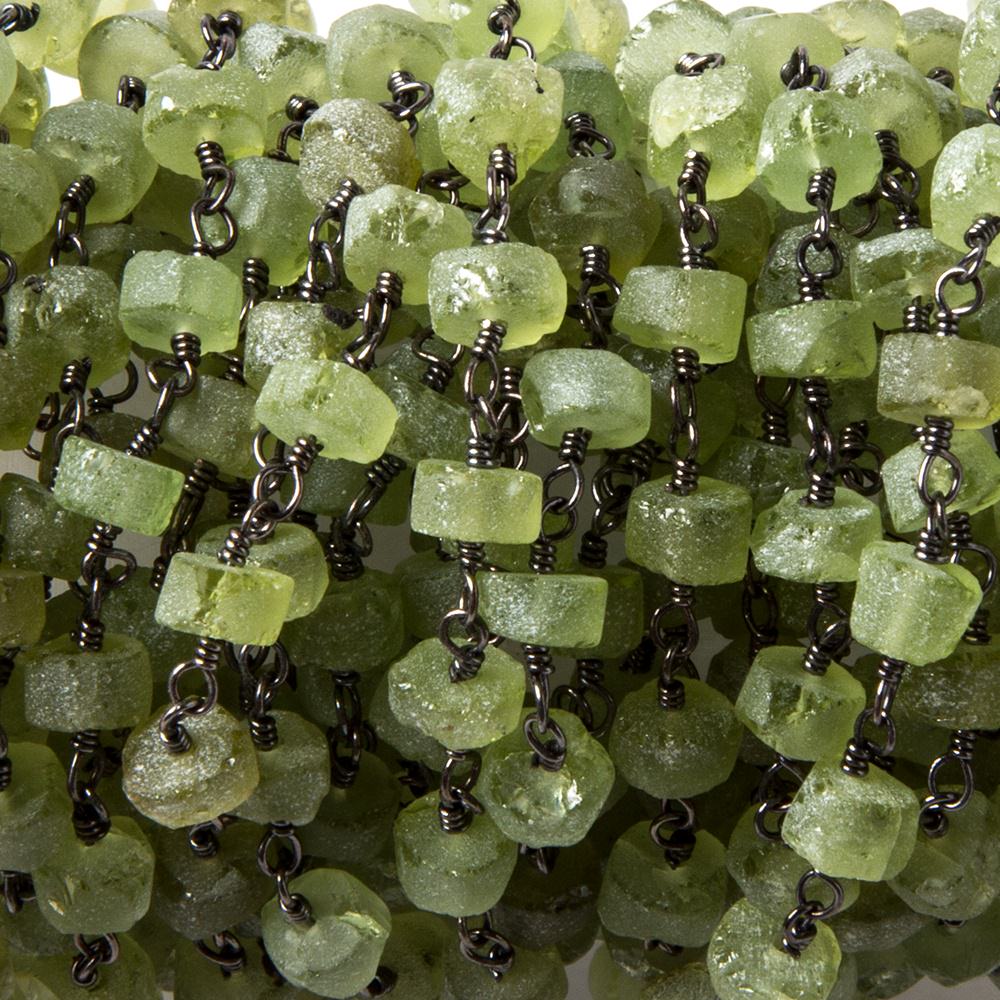 4.5-5mm Matte Peridot Black Gold plated Chain by the foot 35 pcs - Beadsofcambay.com