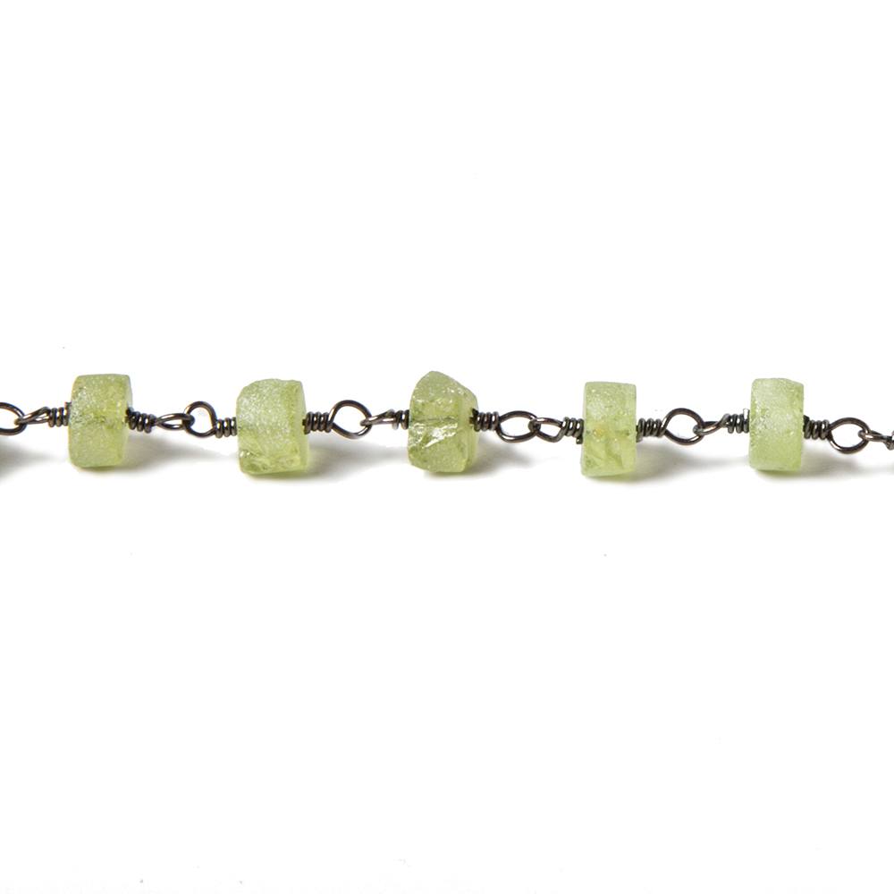 4.5-5mm Matte Peridot Black Gold plated Chain by the foot 35 pcs - Beadsofcambay.com