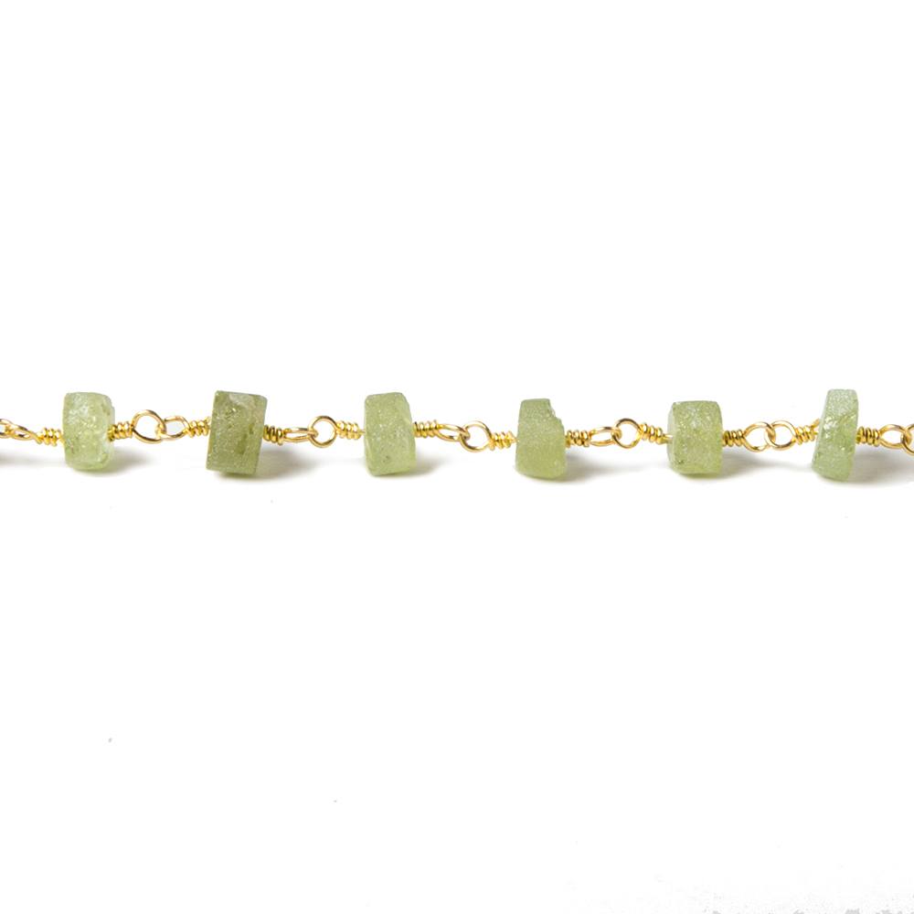 4.5-5mm Matte Peridot Gold plated Chain by the foot 35 pcs - Beadsofcambay.com