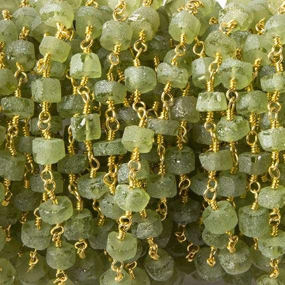 4.5-5mm Matte Peridot Gold plated Chain by the foot 35 pcs - Beadsofcambay.com