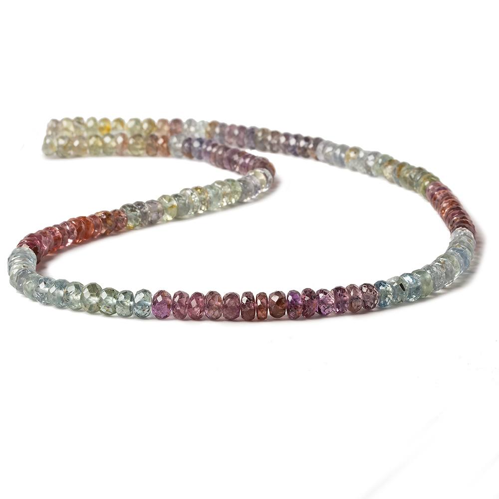 4.5-5mm Multi-color Shongia Sapphire Faceted Rondelles 14 inch 143 pcs - Beadsofcambay.com