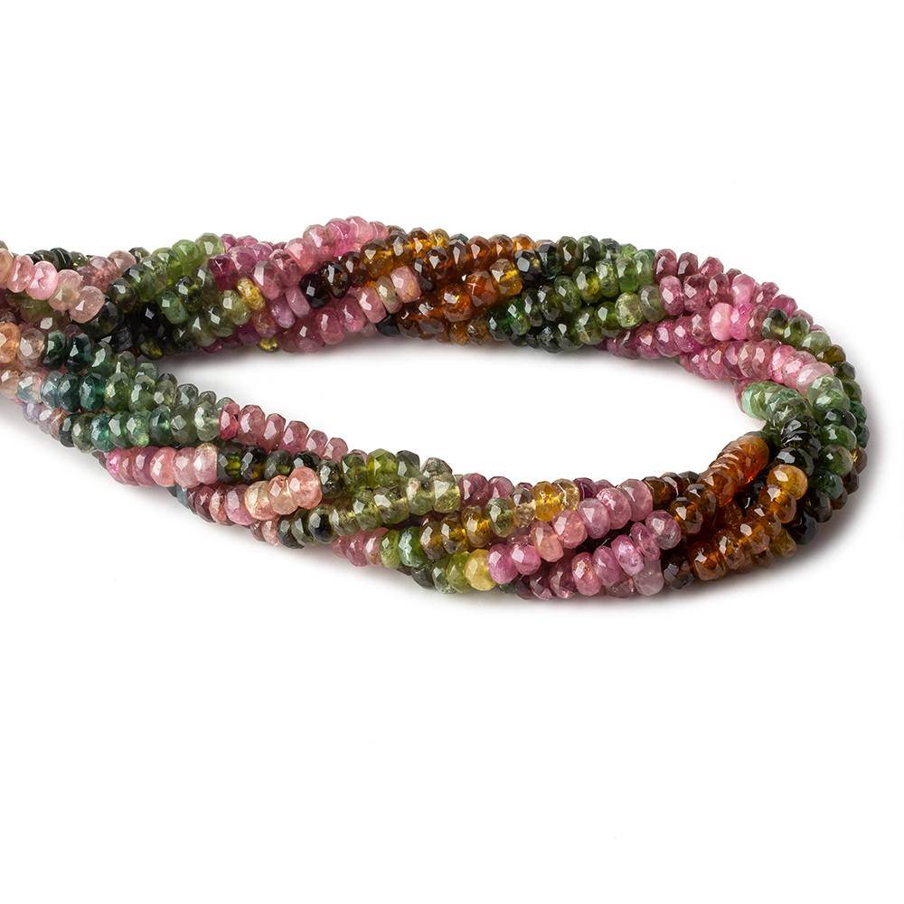 4.5-5mm Multi Color Tourmaline Beads Faceted Rondelle 14.5 inch 160 pcs - Beadsofcambay.com