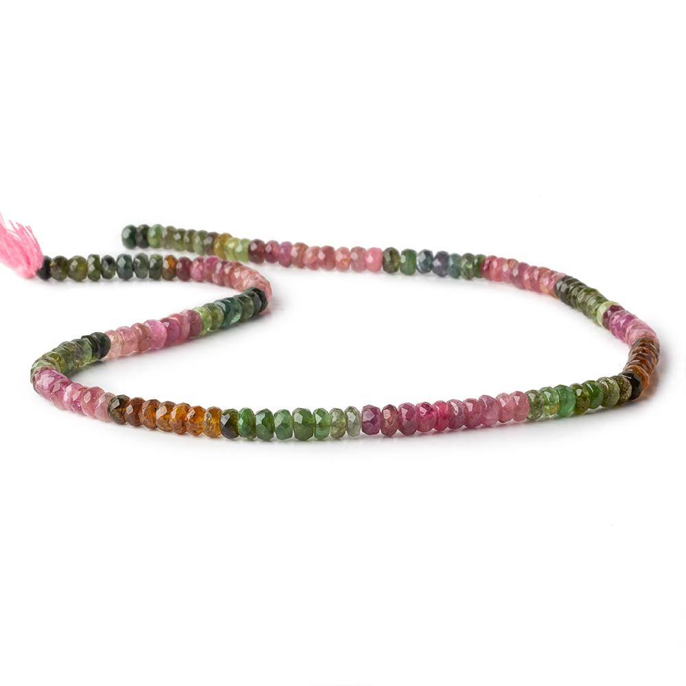 4.5-5mm Multi Color Tourmaline Beads Faceted Rondelle 14.5 inch 160 pcs - Beadsofcambay.com