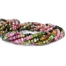 4.5-5mm Multi Color Tourmaline Beads Faceted Rondelle 14.5 inch 160 pcs - Beadsofcambay.com