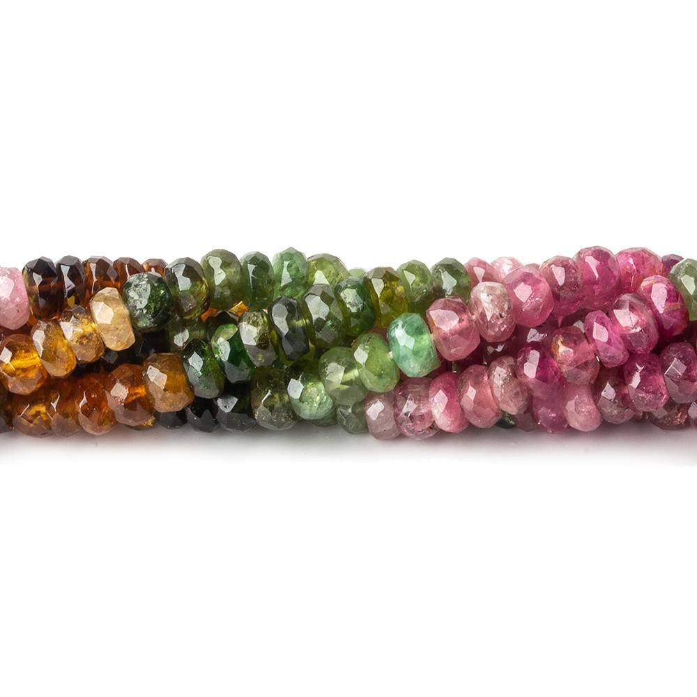 4.5-5mm Multi Color Tourmaline Beads Faceted Rondelle 14.5 inch 160 pcs - Beadsofcambay.com
