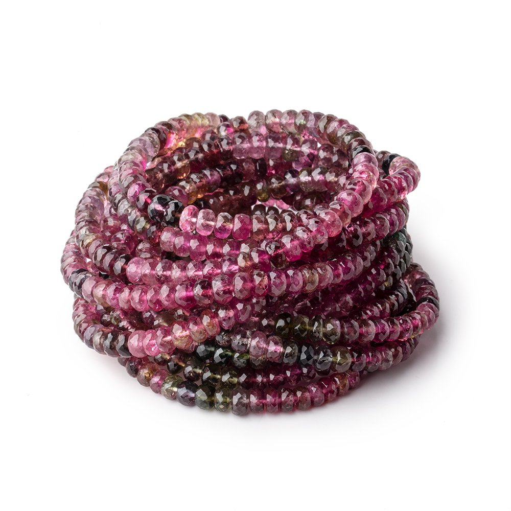 4.5-5mm Multi Color Tourmaline Faceted Rondelle Beads 19 inch 160 pieces AAA - Beadsofcambay.com