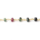 4.5-5mm Multi Color Tourmaline Faceted Rondelles on Vermeil Chain by the Foot - Beadsofcambay.com