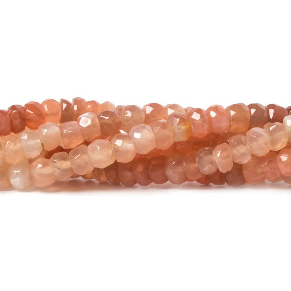 4.5-5mm Peach Moonstone faceted rondelle beads 14 inch 105 pieces - Beadsofcambay.com
