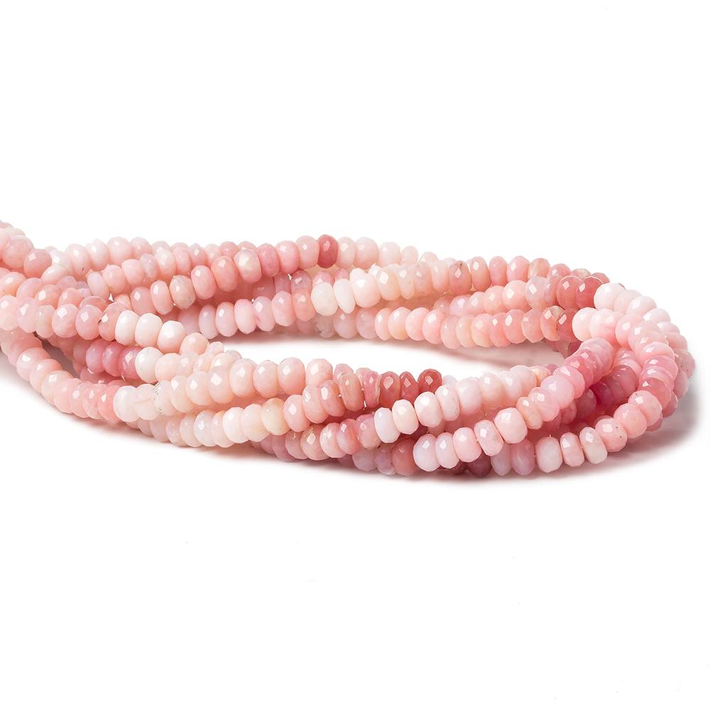 4.5-5mm Pink Peruvian Opal faceted rondelle beads 14.5 inch 119 pieces - Beadsofcambay.com