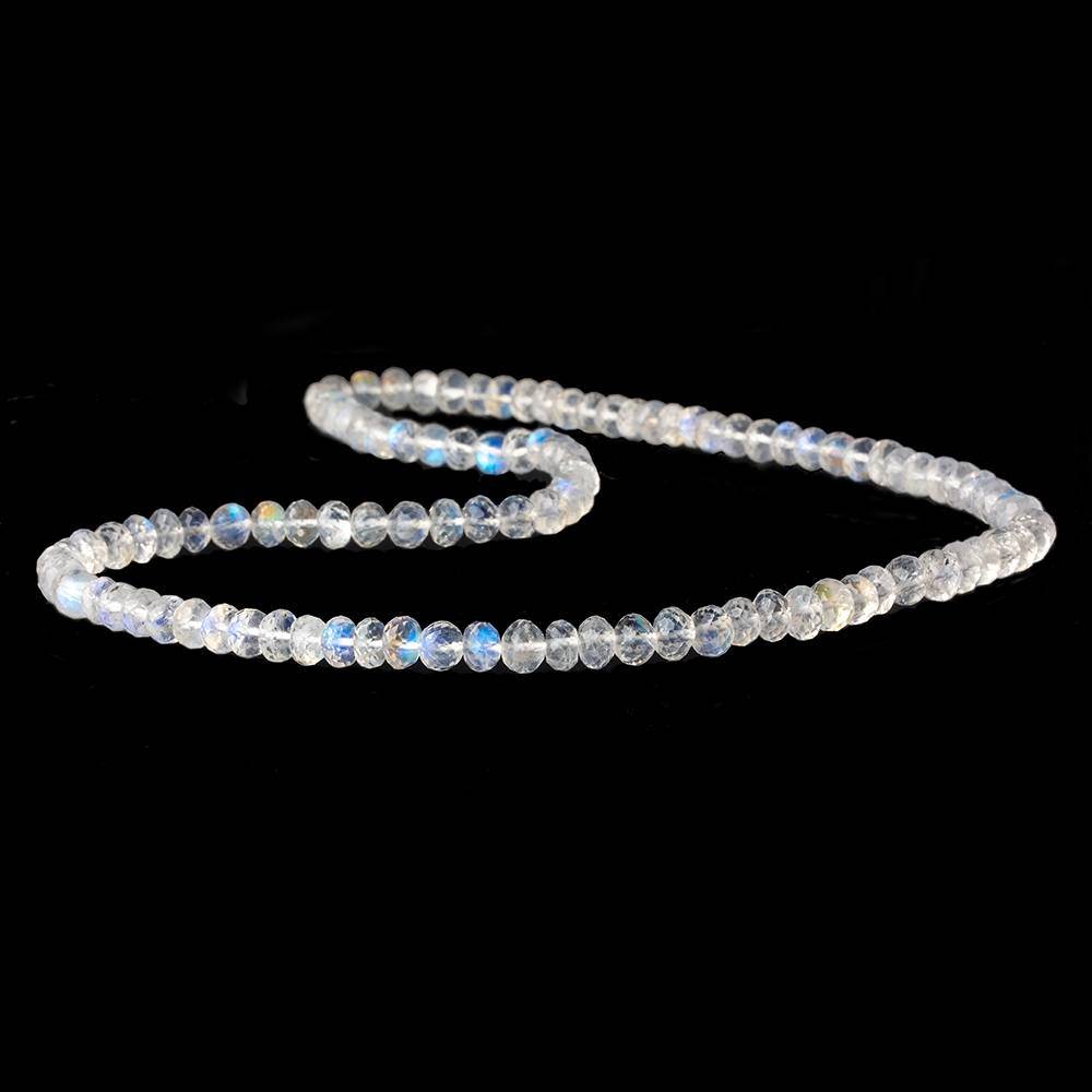 4.5-5mm Rainbow Moonstone microfaceted rondelle 16 inch 105 beads AAA - Beadsofcambay.com