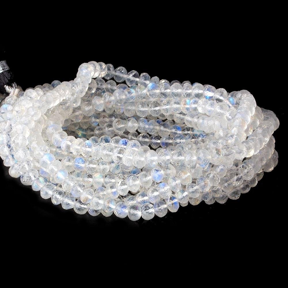 4.5-5mm Rainbow Moonstone microfaceted rondelle 16 inch 105 beads AAA - Beadsofcambay.com