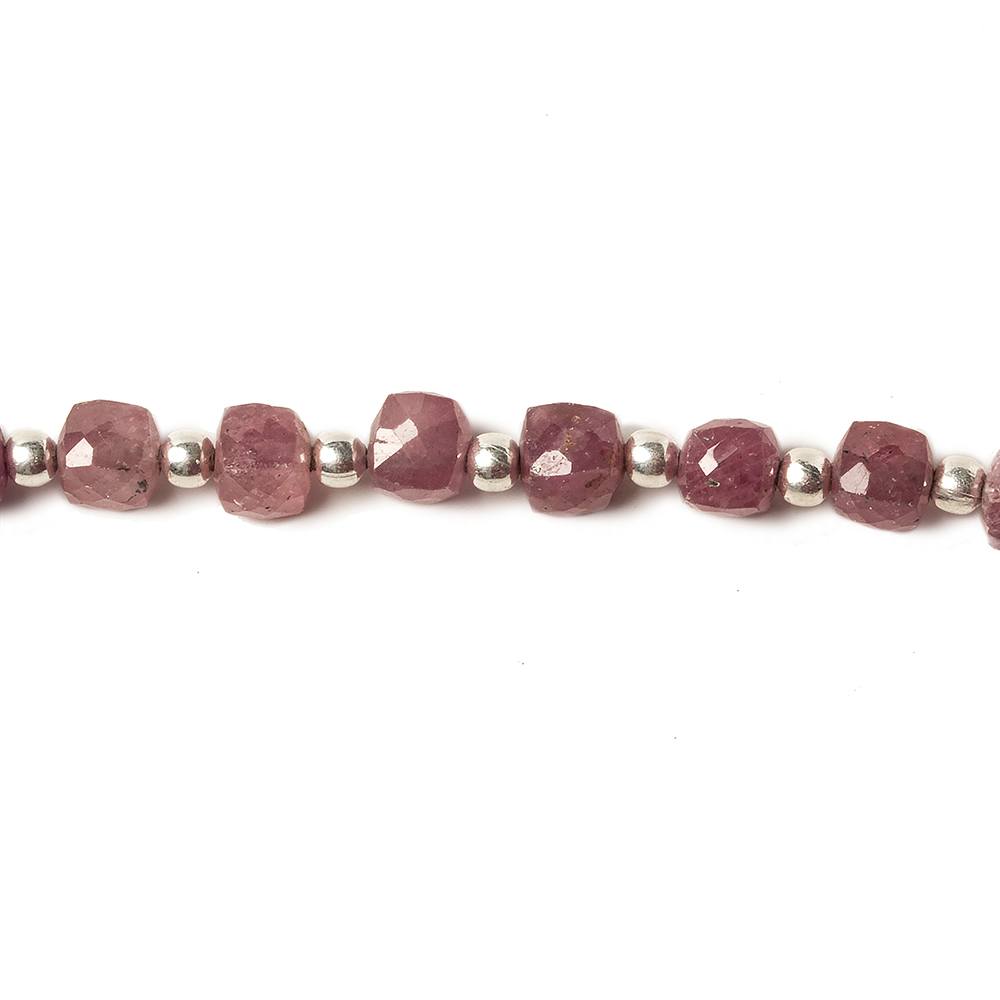 4.5-5mm Ruby faceted cube beads 8.5 inch 30 pieces - Beadsofcambay.com