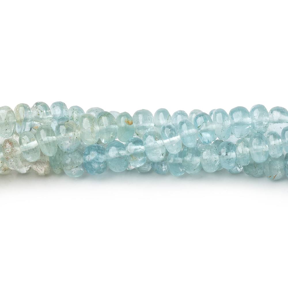 4.5-5mm Shaded Aquamarine Plain Rondelle Beads 14 inch 126 pieces - Beadsofcambay.com
