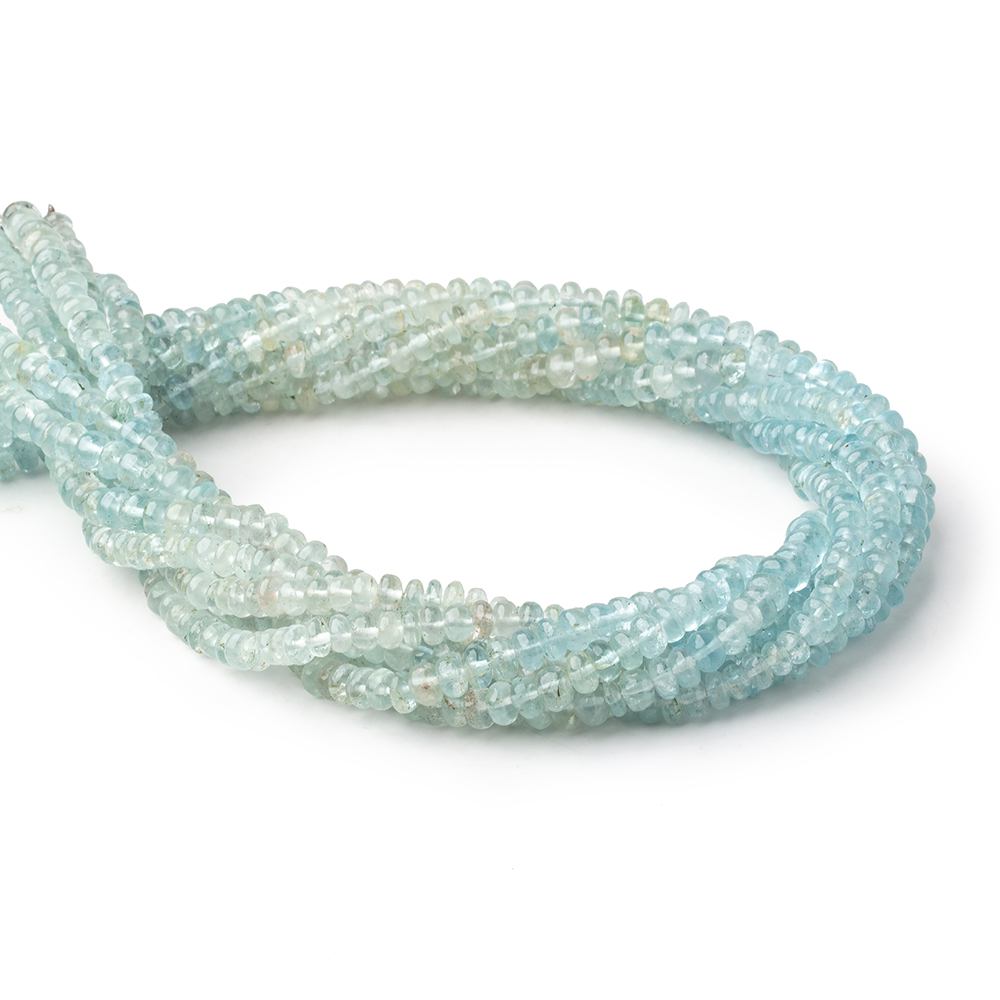 4.5-5mm Shaded Aquamarine Plain Rondelle Beads 14 inch 126 pieces - Beadsofcambay.com
