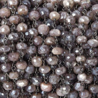 4.5-5mm Silver Mystic Multi Moonstone faceted rondelle Black Gold .925 Silver Chain by the foot 38 beads - Beadsofcambay.com