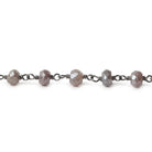 4.5-5mm Silver Mystic Multi Moonstone faceted rondelle Black Gold .925 Silver Chain by the foot 38 beads - Beadsofcambay.com
