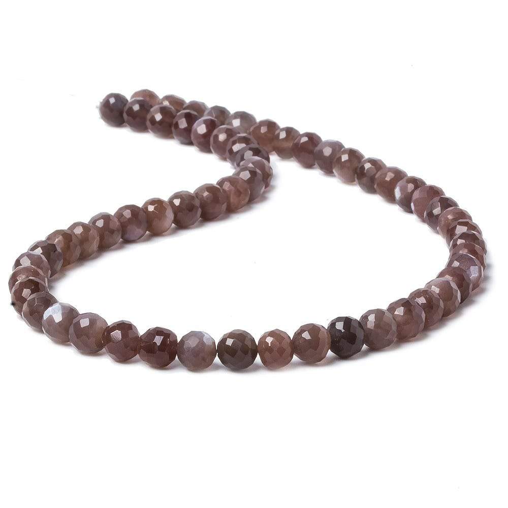 4.5-6.5mm Chocolate Brown Moonstone faceted round beads 13 inch 57 pieces - Beadsofcambay.com