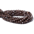 4.5-6.5mm Chocolate Brown Moonstone faceted round beads 13 inch 57 pieces - Beadsofcambay.com