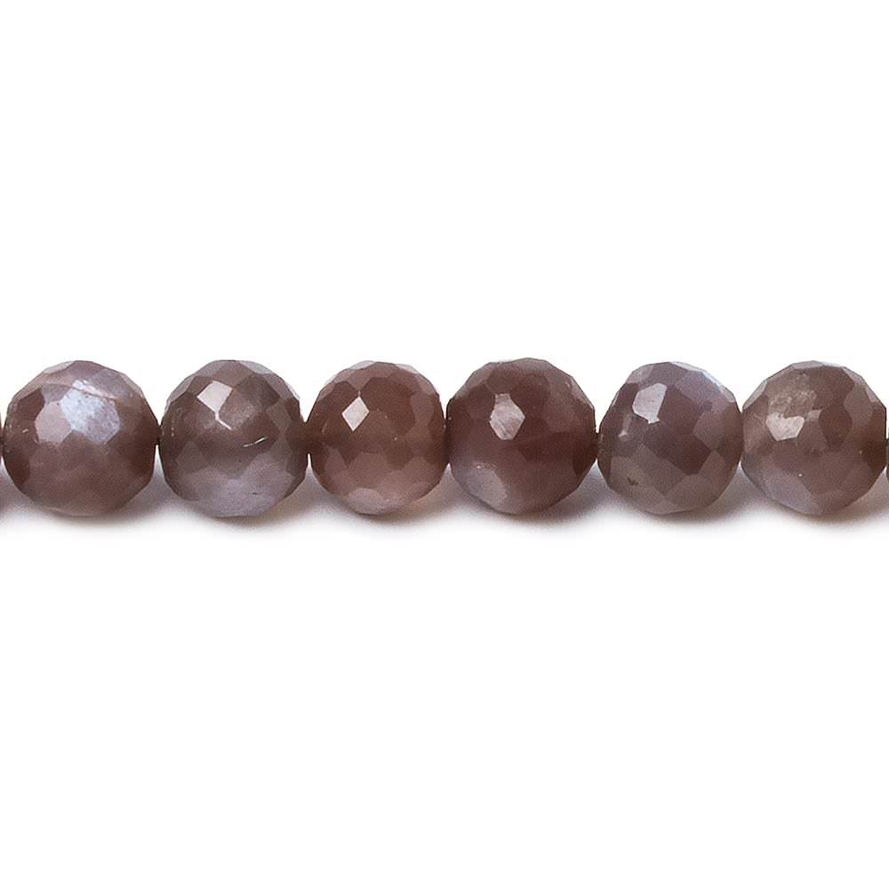 4.5-6.5mm Chocolate Brown Moonstone faceted round beads 13 inch 57 pieces - Beadsofcambay.com
