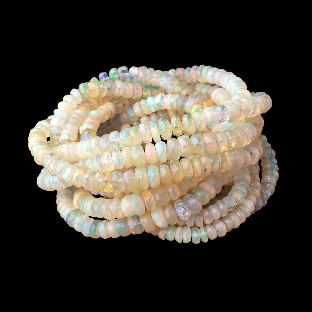 4.5-6.5mm Ethiopian Opal Faceted Rondelles 18 inch 169 Beads AAA - Beadsofcambay.com