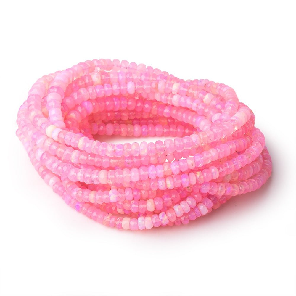 4.5-6.5mm Pink Ethiopian Opal Faceted Rondelle Beads 16 inch 136 pieces AA - Beadsofcambay.com