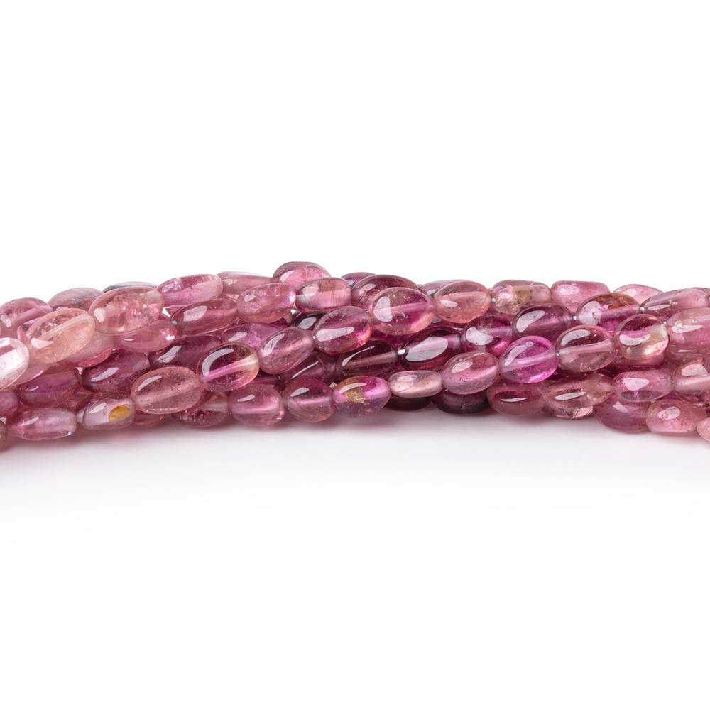 4.5-6mm Shaded Pink Tourmaline Plain Oval Beads 16 inch 81 pieces AA - Beadsofcambay.com