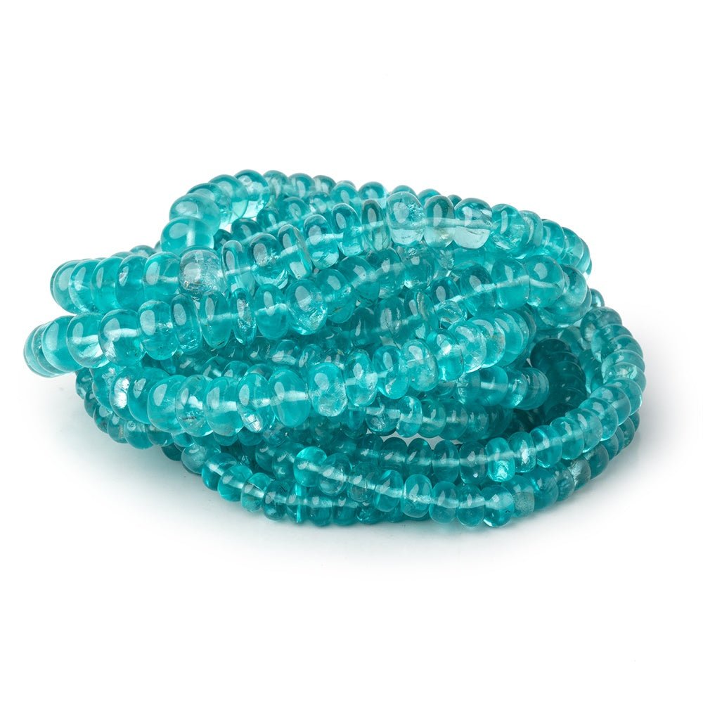4.5-7.5mm Pool Blue Apatite Plain Rondelle Beads 18 inch 132 pieces AA - Beadsofcambay.com