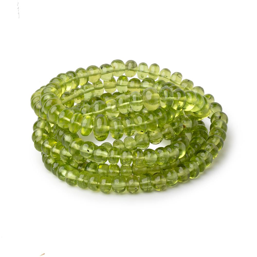 4.5-7mm Afghani Peridot Plain Rondelle Beads 16.5 inch 106 pieces AAA - Beadsofcambay.com
