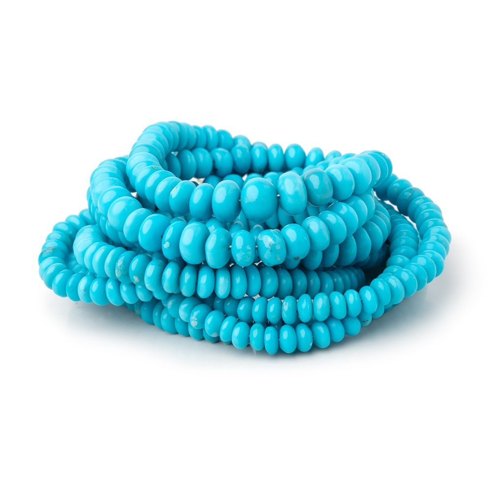 4.5-7mm Sleeping Beauty Turquoise Plain Rondelle Beads 16 inch 163 pieces AA - Beadsofcambay.com