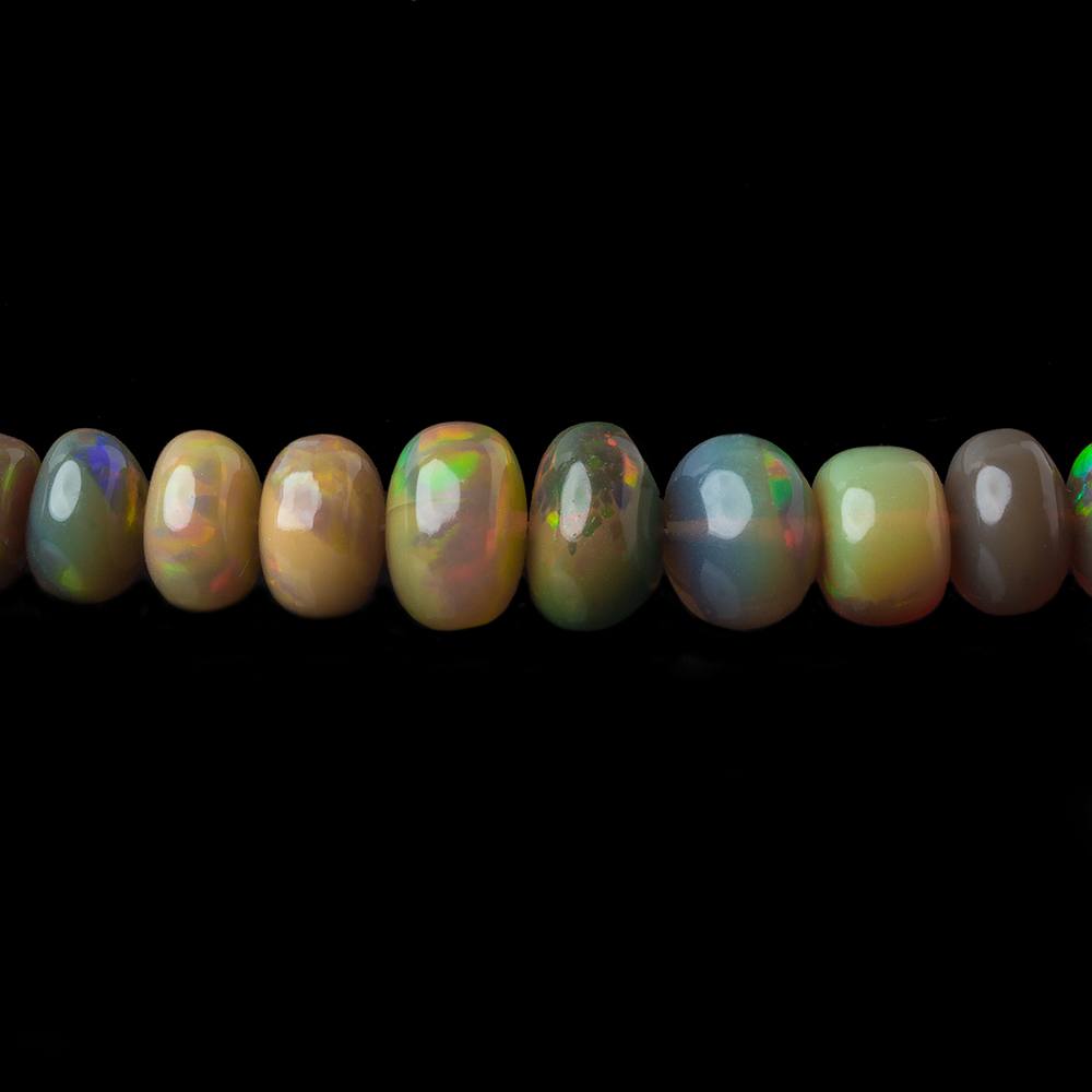 4.5-8.5mm Olive Green Ethiopian Opal Plain Rondelle beads 18 inch 138 pieces - Beadsofcambay.com